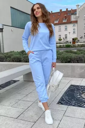 Modny komplet damski/dres ze ściągaczami Wenezja, błękitny