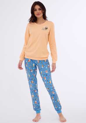 Piżama Cornette 467/373 Owls dł/r S-2XL damska pomarańczowy