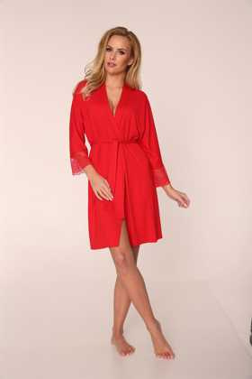 Szlafrok De Lafense 342 Fanny S-2XL damski czerwony